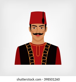 Turkish man in traditional clothes. vector illustration - eps 8