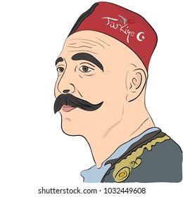 A Turkish man in a traditional costume. Vector Illustration.