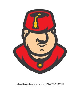 Turkish Man Wearing Fez Vector Cartoon illustration.