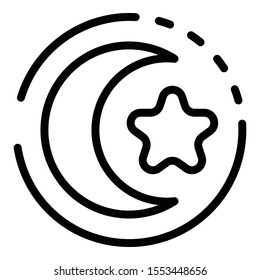 Turkish moon star icon. Outline Turkish moon star vector icon for web design isolated on white background