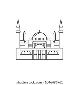 Icono de la mezquita turca. Contorno icono del vector de mezquita turca para el diseño web aislado en fondo blanco