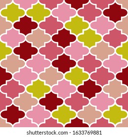 Turkish Mosque Window Vector Seamless Pattern. muslim background. Islamic window grid design of lantern shapes tiles.