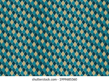 Turkish Mosque Window Vector Seamless Pattern. Moroccan muslim background. Mosque pattern with silver grid mosaic. Islamic textile grid design of lantern shapes tiles