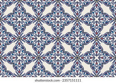 Turkish Mosque Window Vector Seamless Pattern. Ramadan mubarak muslim background. Traditional ramadan kareem mosque pattern with gold grid mosaic. Islamic window grid design of lantern shapes tiles.