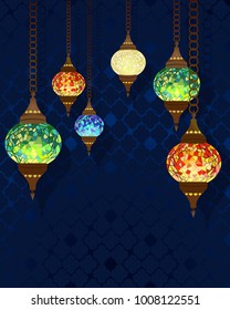 Turkish mulricolored handmade mosaic lamps background