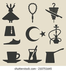 Turkish national icons set - vector illustration. eps 8