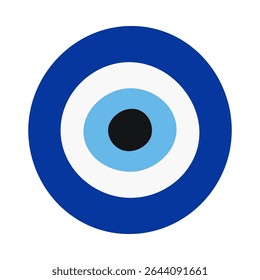 Turkish nazar evil eye protection symbol. An icon composed of blue, white and black concentric circles. It protects against negativity and bad luck.