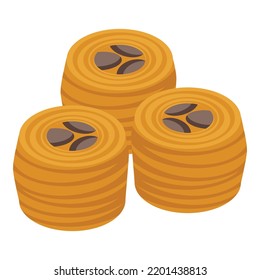 Turkish nut roll icon. Isometric of turkish nut roll vector icon for web design isolated on white background