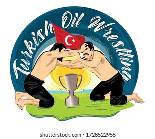 Turkish oil wrestling and flag and a text saying kubilayturhan