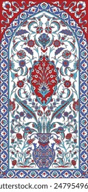 Turkish Ornament Tile Art, Printable Art, Ottoman Iznik Tile Design Art