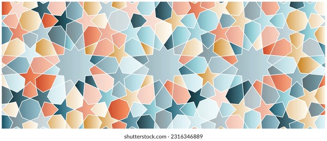 Diseño de patrones geométricos de estilo turco, otomano e islámico. Vector de motivos decorativos decorativos de color pastel.