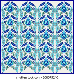 Turkish Ottoman style with blue and white tiles