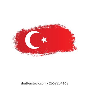 Turkish paint brush flag texture in ink splatter style. Creative Turkey flag for independence day png transparent background