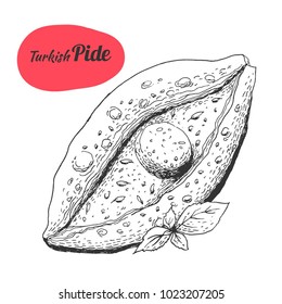 Turkish Pide , vector illustration.