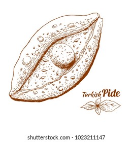 Turkish Pide, vector illustration.