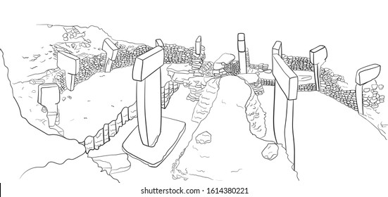 Göbeklitepe Turkish for Potbelly Hill is an archaeological site in the Southeastern Anatolia Region of Turkey approximately 12 km 7 mi northeast of the city of Şanlıurfa.