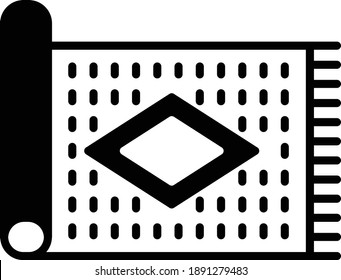 Turkish Qaleen Vector Glyph Icon Design, Arab culture and traditions Symbol on white background, Islamic and Muslim practices Sign, hand knotted patterned carpet Concept, 