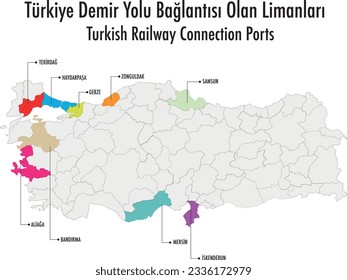 Turkish Railway Connection Ports, Demir Yolu, Liman, Bağlantı, Türkiye, Türkiye Demir Yolu Bağlantısı Olan Limanlar, Liman Demir Yolu Harita, Sınır Kapısı, Sınır Kapıları, Coğrafya, Siyasi Harita, İl