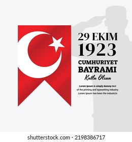 Turkish Republic Day greeting card 29 Ekim instagram post. premium design