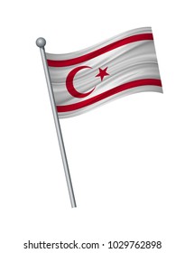 turkish Republic flag on the flagpole. Official colors and proportion correctly. waving of turkish Republic flag on flagpole, vector illustration isolate on white background.
