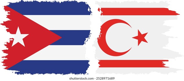 Turkish Republic of Northern Cyprus and  Cuba grunge flags connection, vector