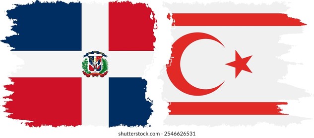 Turkish Republic of Northern Cyprus and Dominican Republic grunge flags connection, vector