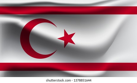 Turkish Republic of Northern Cyprus flag waving with the wind  3D illustration wave flag