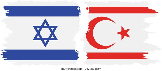 Turkish Republic of Northern Cyprus and Israel grunge flags connection, vector