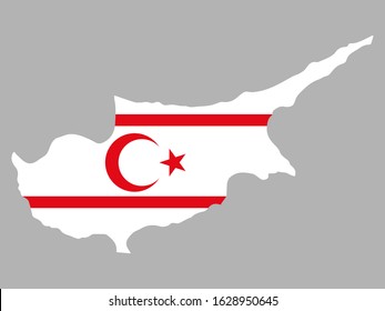 Turkish Republic Of Northern Cyprus map flag vector