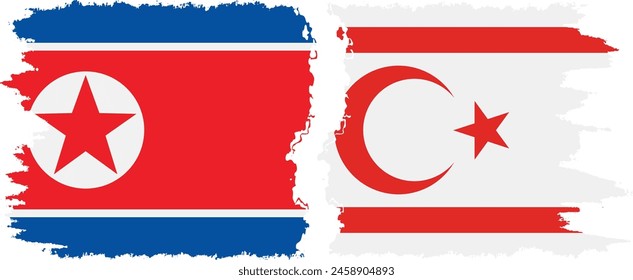 República Turca del Norte de Chipre y Corea del Norte grunge banderas conexión, Vector