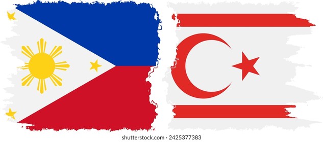 Turkish Republic of Northern Cyprus and Philippines grunge flags connection, vector