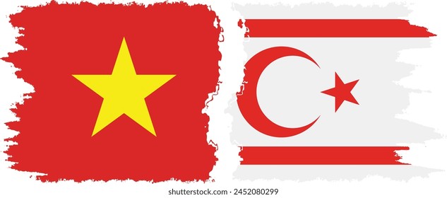 Turkish Republic of Northern Cyprus and Vietnam grunge flags connection, vector