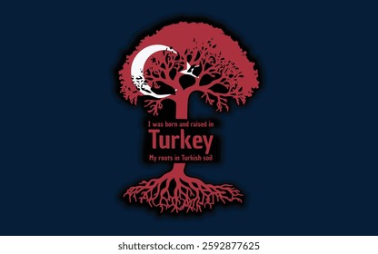 Turkish roots and symbolism: a tree with the Turkish flag, embodying national pride and love for nature