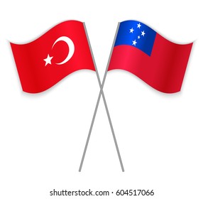 Turkish and Samoan crossed flags. Turkey combined with Samoa isolated on white. Language learning, international business or travel concept.