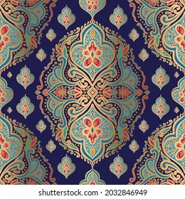 Turkish seamless pattern with mandala ornament. Traditional Arabic, Indian motifs. Great for fabric and textile, wallpaper, packaging or any desired idea.