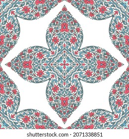 Patrón ininterrumpido turco con adorno de mandala. Motivos tradicionales árabes e indios. Ideal para tejidos y textiles, papel pintado, embalaje o cualquier idea deseada.