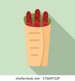 Turkish shawarma icon. Flat illustration of turkish shawarma vector icon for web design