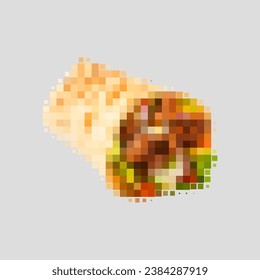 Turkish shawarma kebab with meat and vegetables from fast food restaurant menu. Sandwich to satisfy hunger. Kebab in wheat flatbread for nutritious lunch in street cafe. Unhealthy food