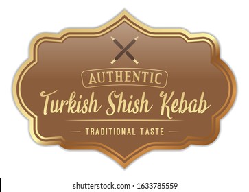 Turkish Shish Kebab. Vector Label.