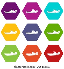 Turkish shoes icon set many color hexahedron isolated on white vector illustration