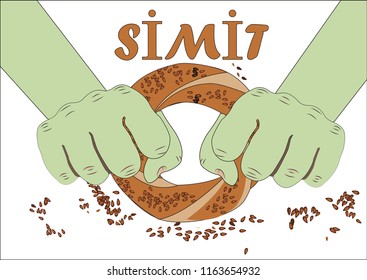 turkish simit vector. turkish sesame bread ring. round turkish bagels.