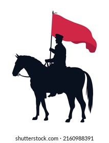 Turkish Soldier In Horse With Flag Silhouette