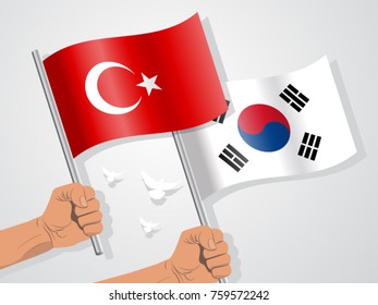 Turkish and South Korea flag vector