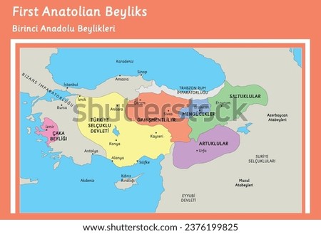 Turkish states history anatolian principalities trade routes (map)  Stock foto © 
