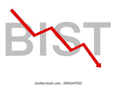 Turkish stock market (Bist) down graph vector concept on white background.