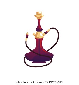 Turkish stylish hookah or calabash tobacco smoking device of dark color glass, flat cartoon vector illustration isolated on white background. Hookah or calabash pipe.