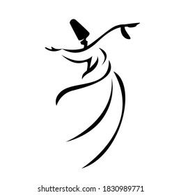 Turkish Sufi Culture Spiritual Ceremony Dance Line Art Logo Symbol