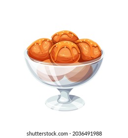 Turkish sweet round dessert Lokma vector illustration.