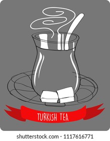 Turkish tea cup gray vector design