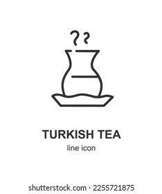 Turkish Tea Cup Sign Black Thin Line Icon Emblem Concept. Vector illustration of Traditional Glass Teacup svg